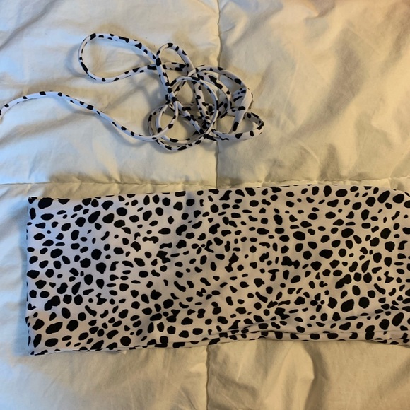 Zaful Other - Dalmatian spotted bikini top with strap that is tie-able